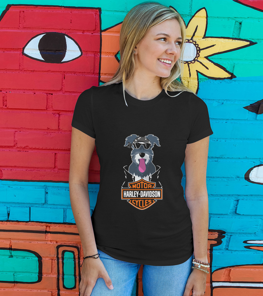 Schnauzers Biker Harley Davidson Motorcycles T-Shirt