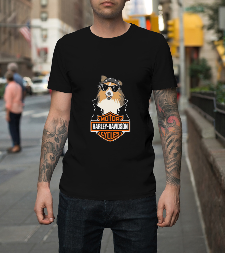 Harley Davidson Motor Cycles Shelties Motorcycle T-Shirt
