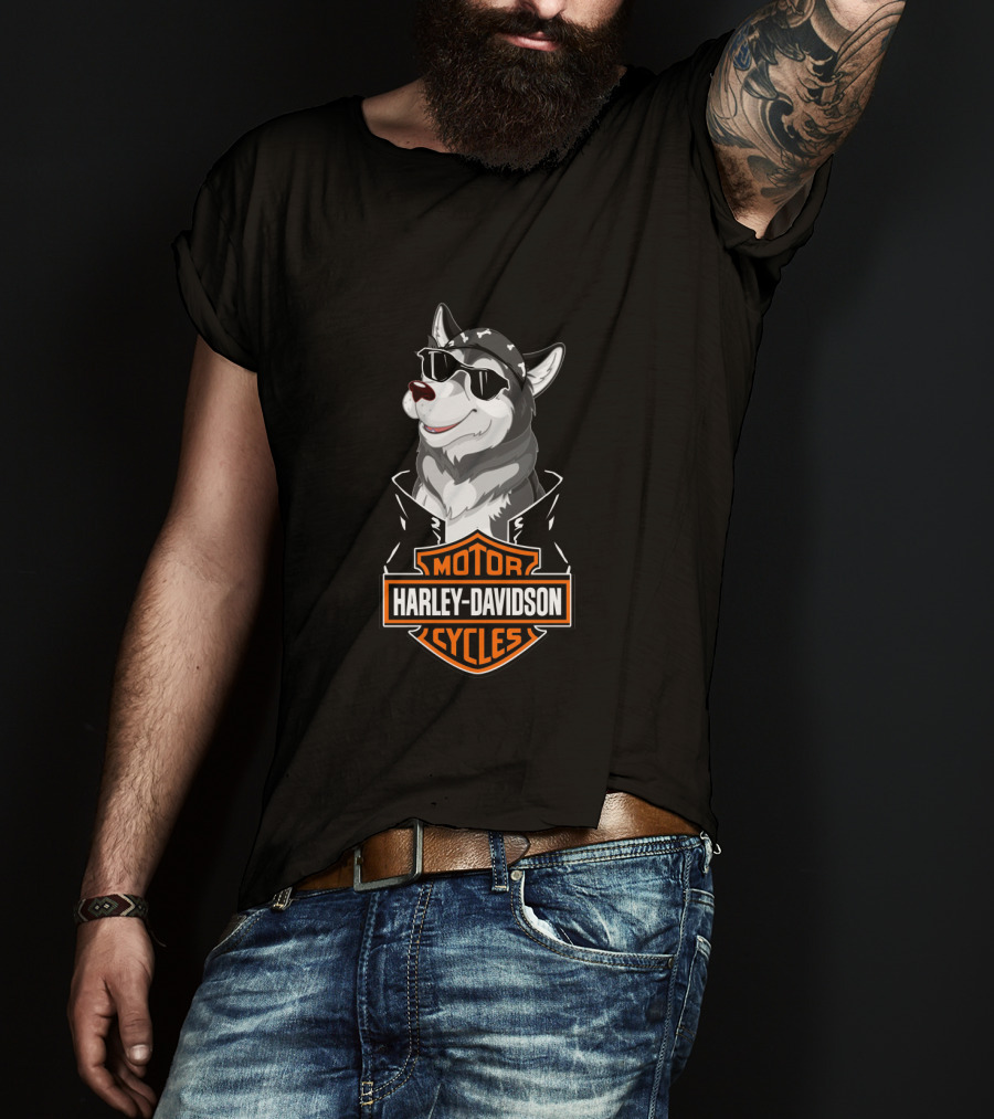 Huskies Harley Davidson Motorcycle Cycles T-Shirt
