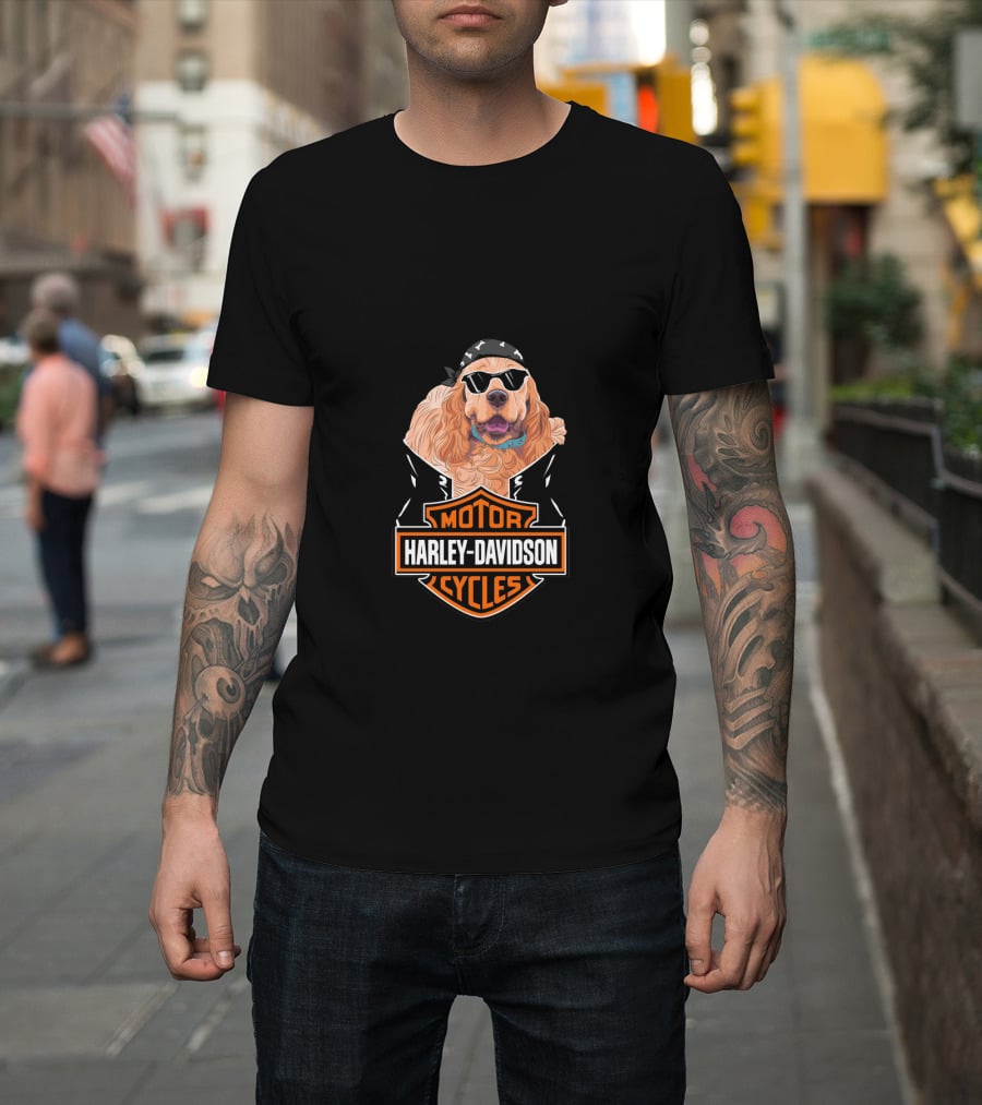 American Cocker Spaniel Harley Davidson Motorcycles Biker T-Shirt