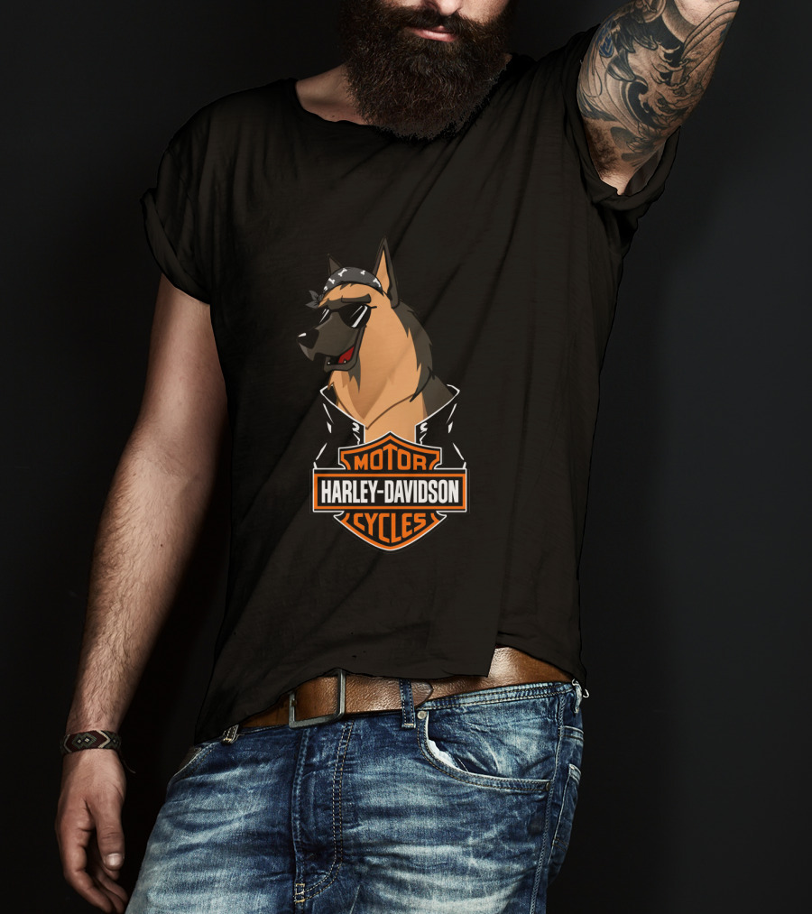 Belgian Shepherd Harley Davidson Cycles Biker T-Shirt