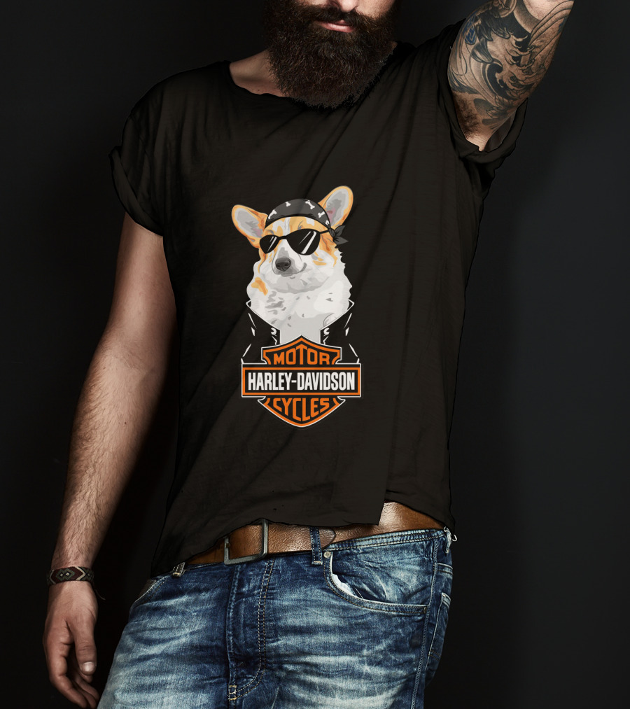 Harley Davidson Motor Cycles Corgi Biker T-Shirt