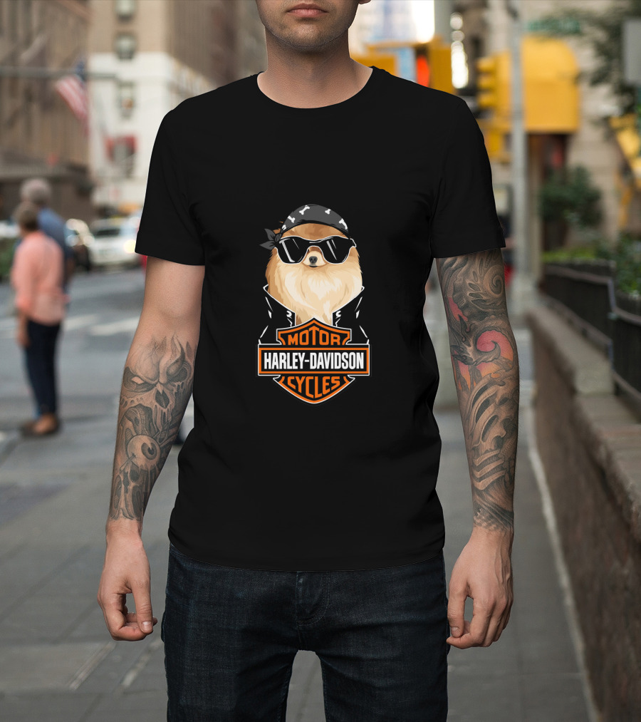 Harley Davidson German Spitz Motorcycles Biker T-Shirt
