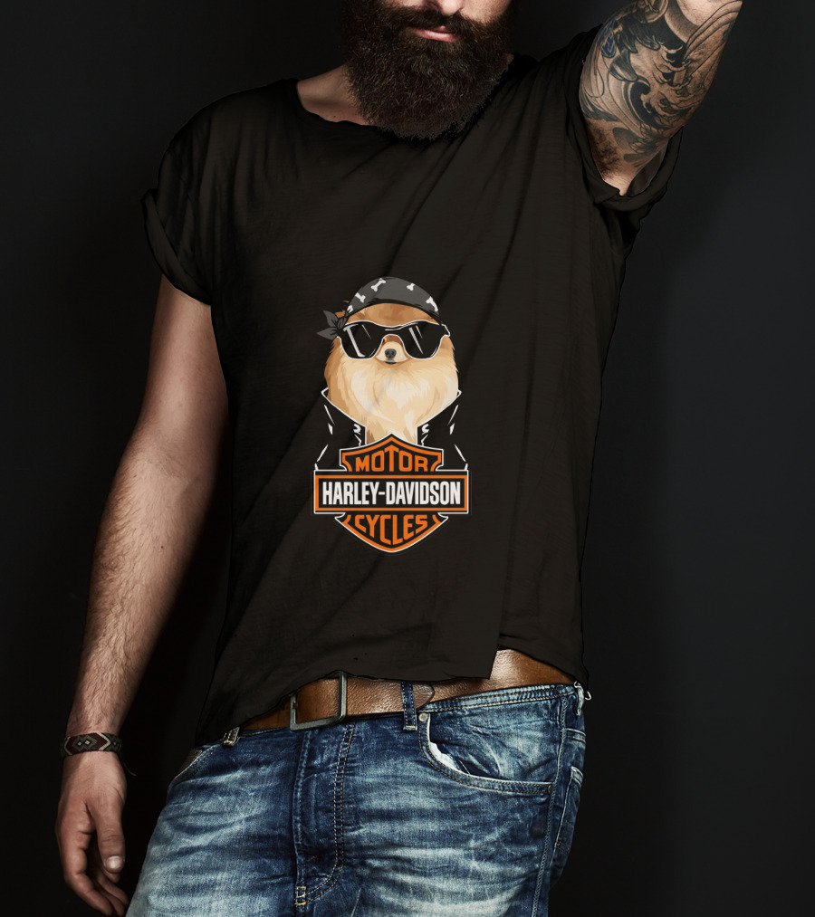 Harley Davidson German Spitz Motorcycles Biker T-Shirt