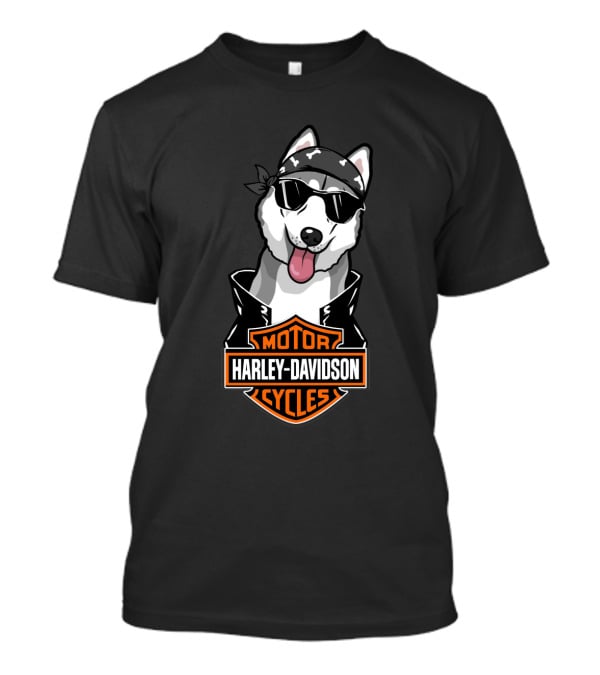 Harley Davidson Motor Cycles Siberian Husky Biker T-Shirt