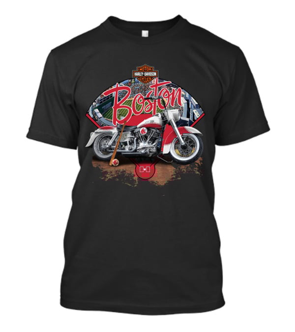 Boston Red Sox Harley Davidson Motorcycle Fenway Park Baseball T-Shirt