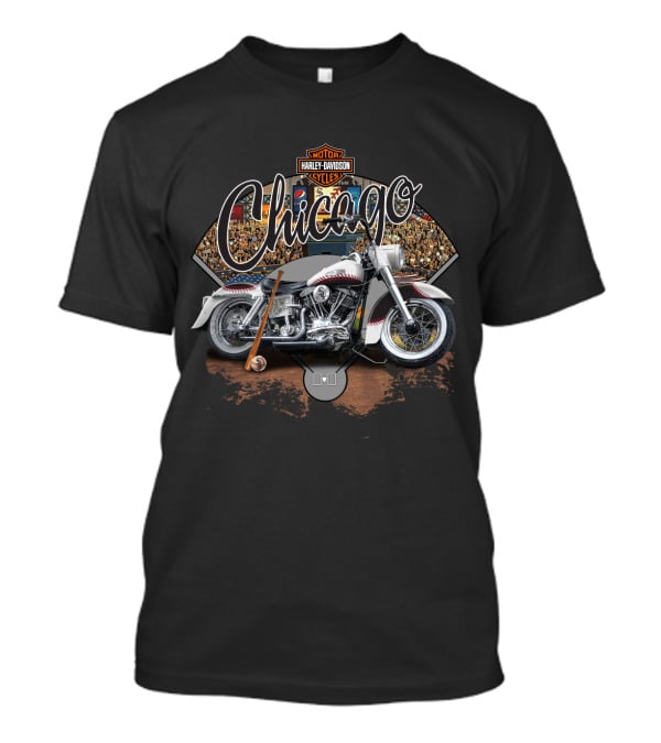 Chicago White Sox Harley Davidson Motorcycle Baseball Fan Scene T-Shirt