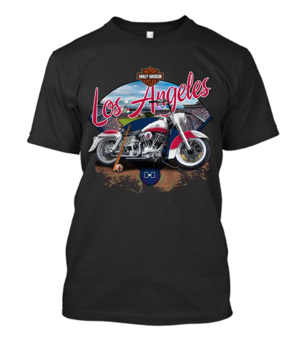 Los Angeles Angels Harley Davidson Motorcycle Stadium Scene T-Shirt