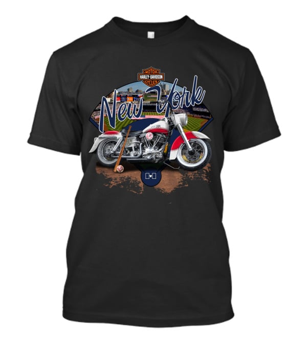 New York Yankees Harley Davidson Motorcycle Stadium Scene T-Shirt