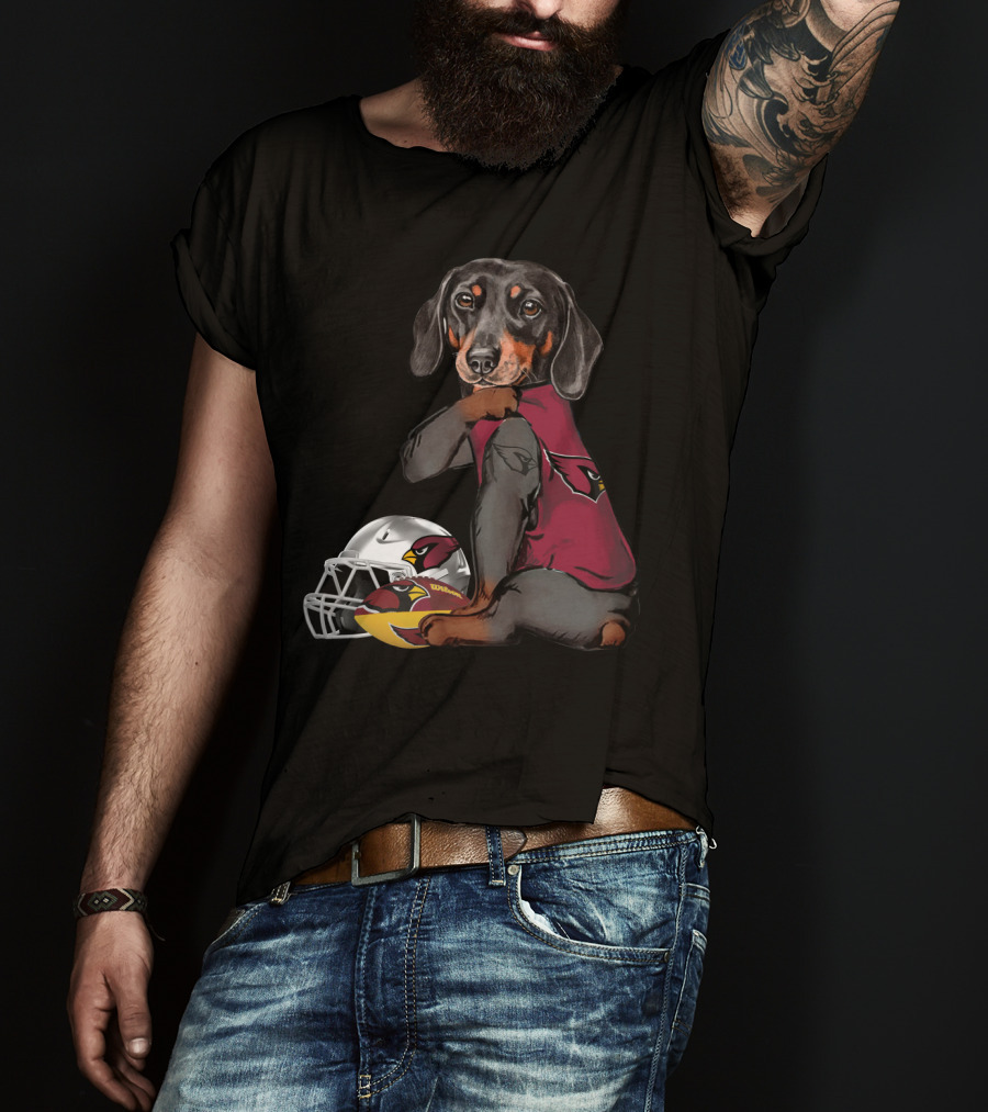 Arizona Cardinals Football Dachshund With Helmet And Ball T-Shirt