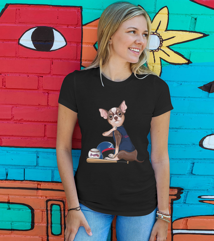 Atlanta Braves Chihuahua Baseball Team Spirit T-Shirt