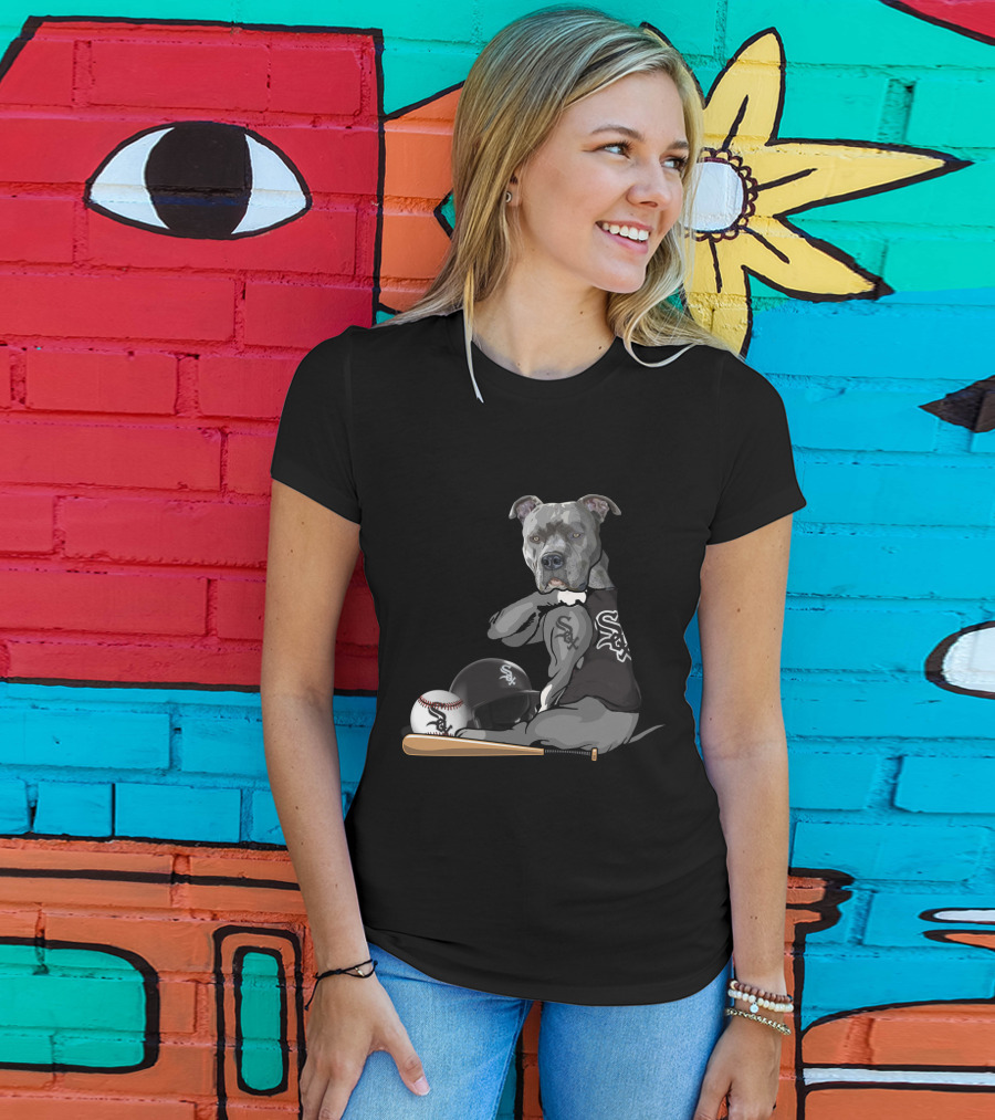 Chicago White Sox Pit Bull Baseball Bat Helmet T-Shirt