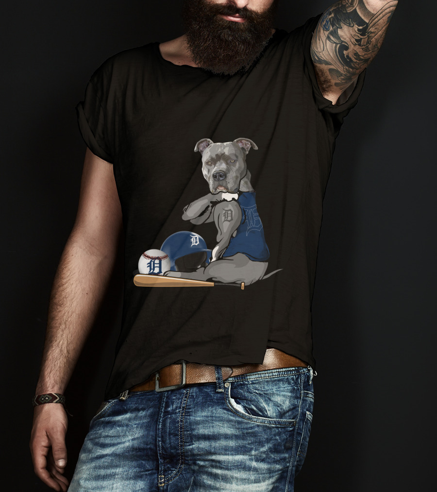 Detroit Tigers Pit Bull Baseball Team Spirit T-Shirt