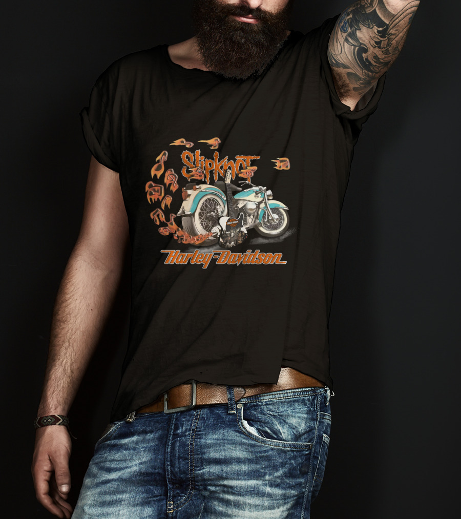Slipknot Harley Davidson Motorcycle And Guitar T-Shirt