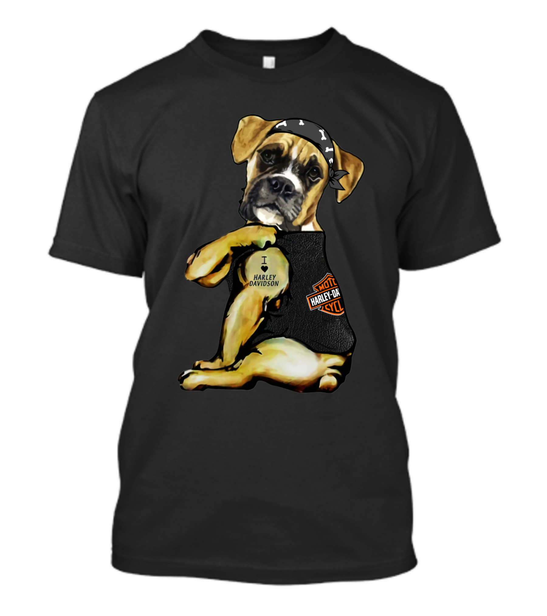 Harley Davidson Boxer Dog Motorcycle Lovers T-Shirt