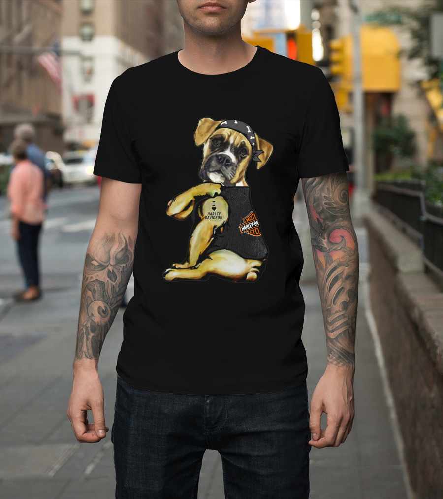 Harley Davidson Boxer Dog Motorcycle Lovers T-Shirt