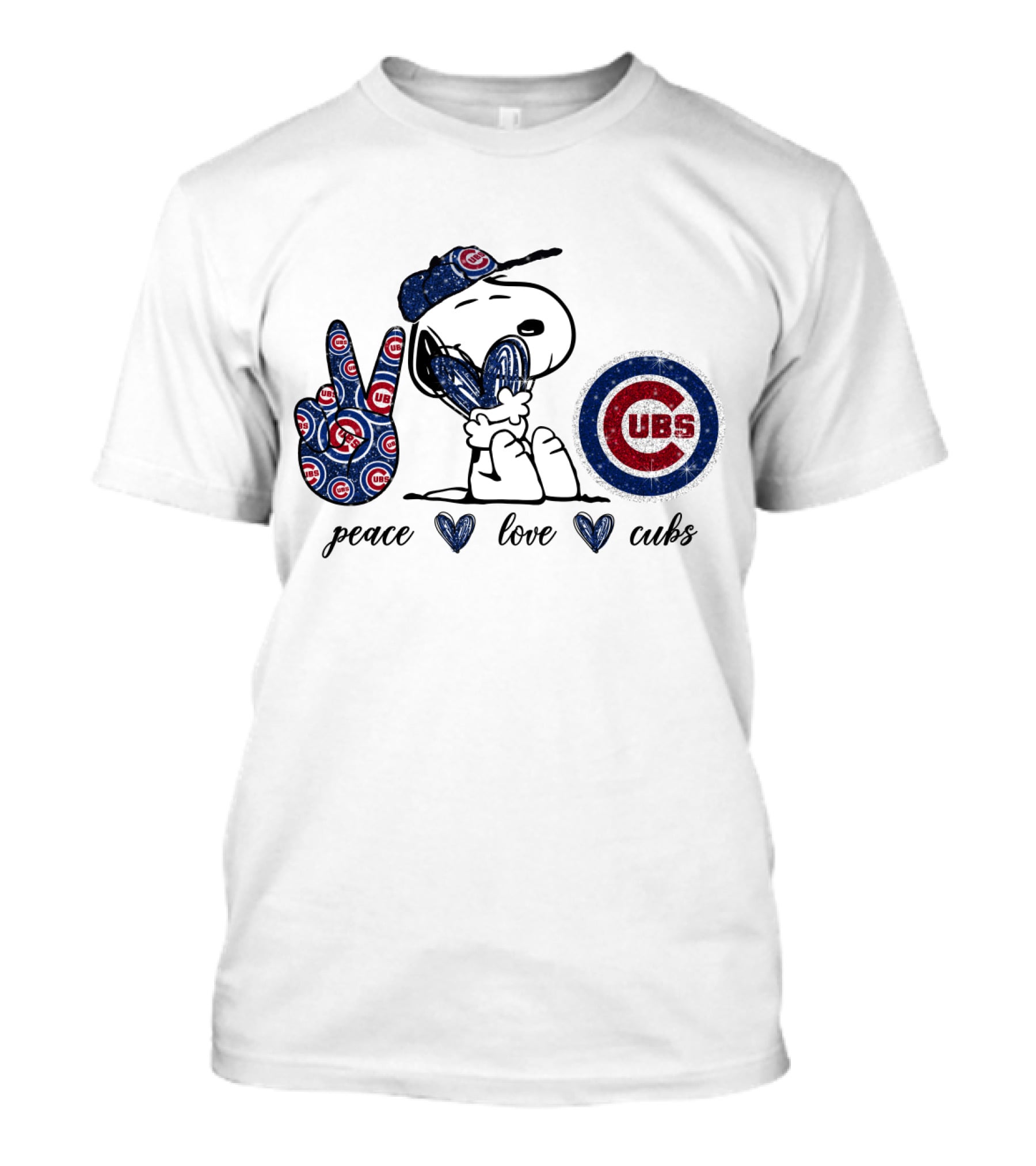Peace Love Cubs Chicago C Logo Snoopy T-Shirt