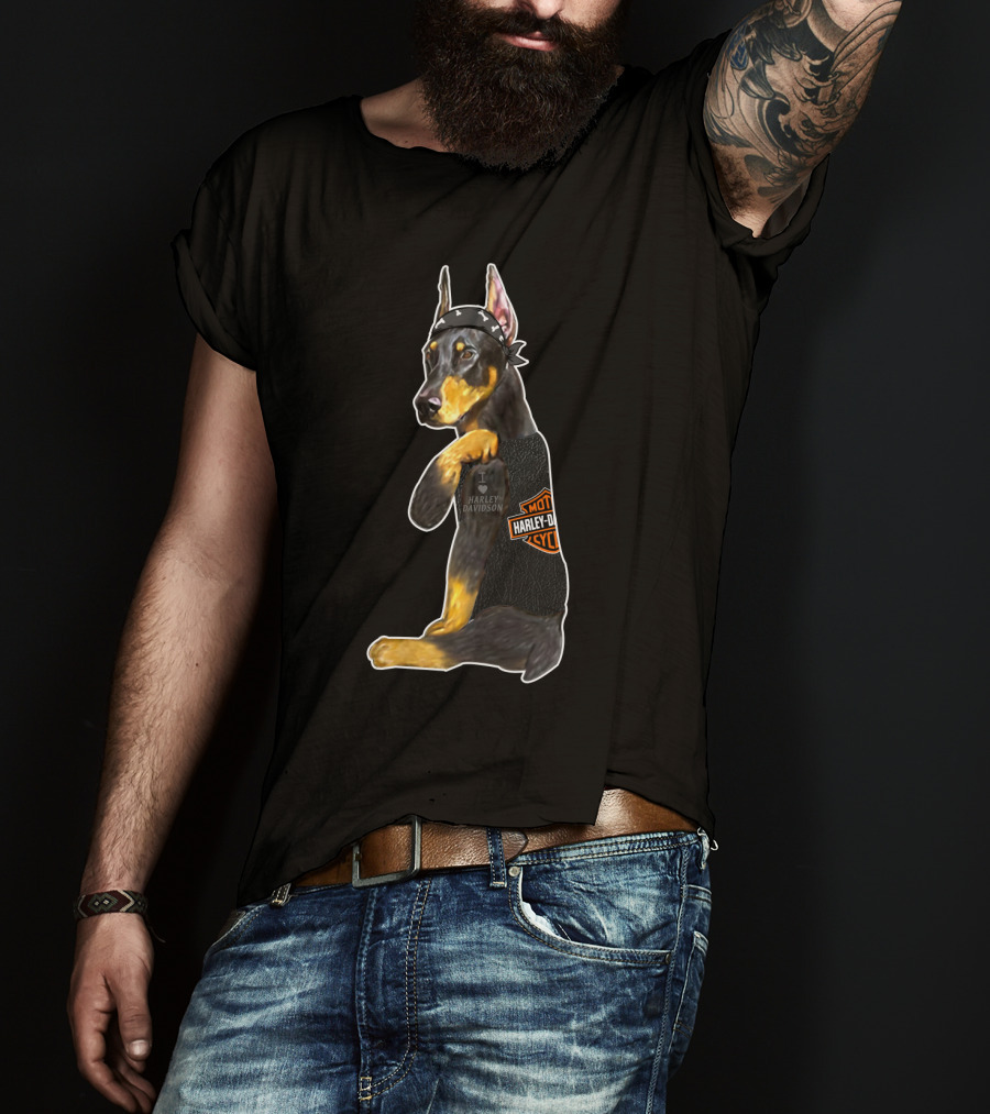 Harley Davidson Doberman Motorcycle Style T-Shirt