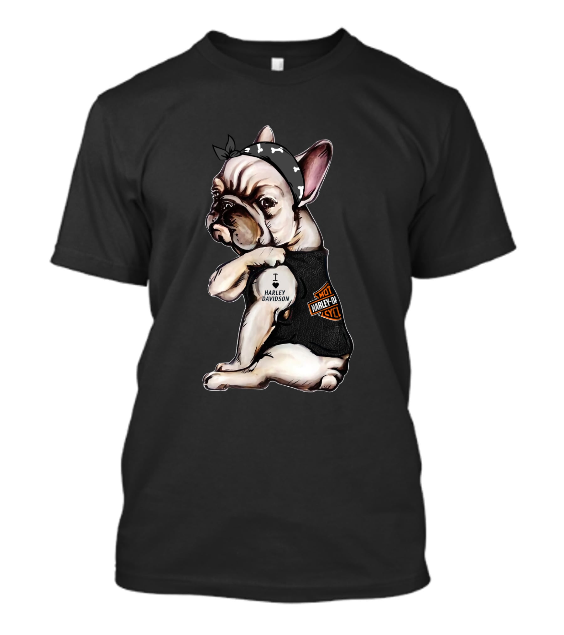 I Harley Davidson Hot Motor Cycles French Bulldog Hd T-Shirt