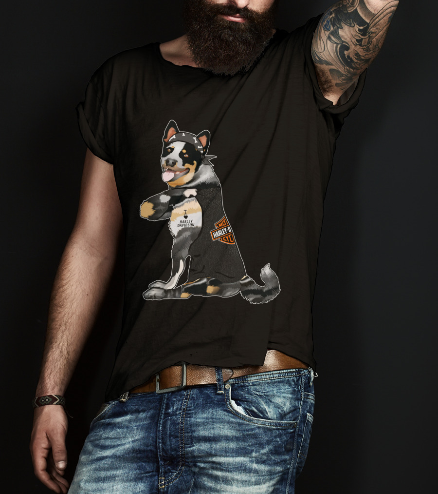 Australian Cattle Dog I Love Harley Davidson Hd T-Shirt