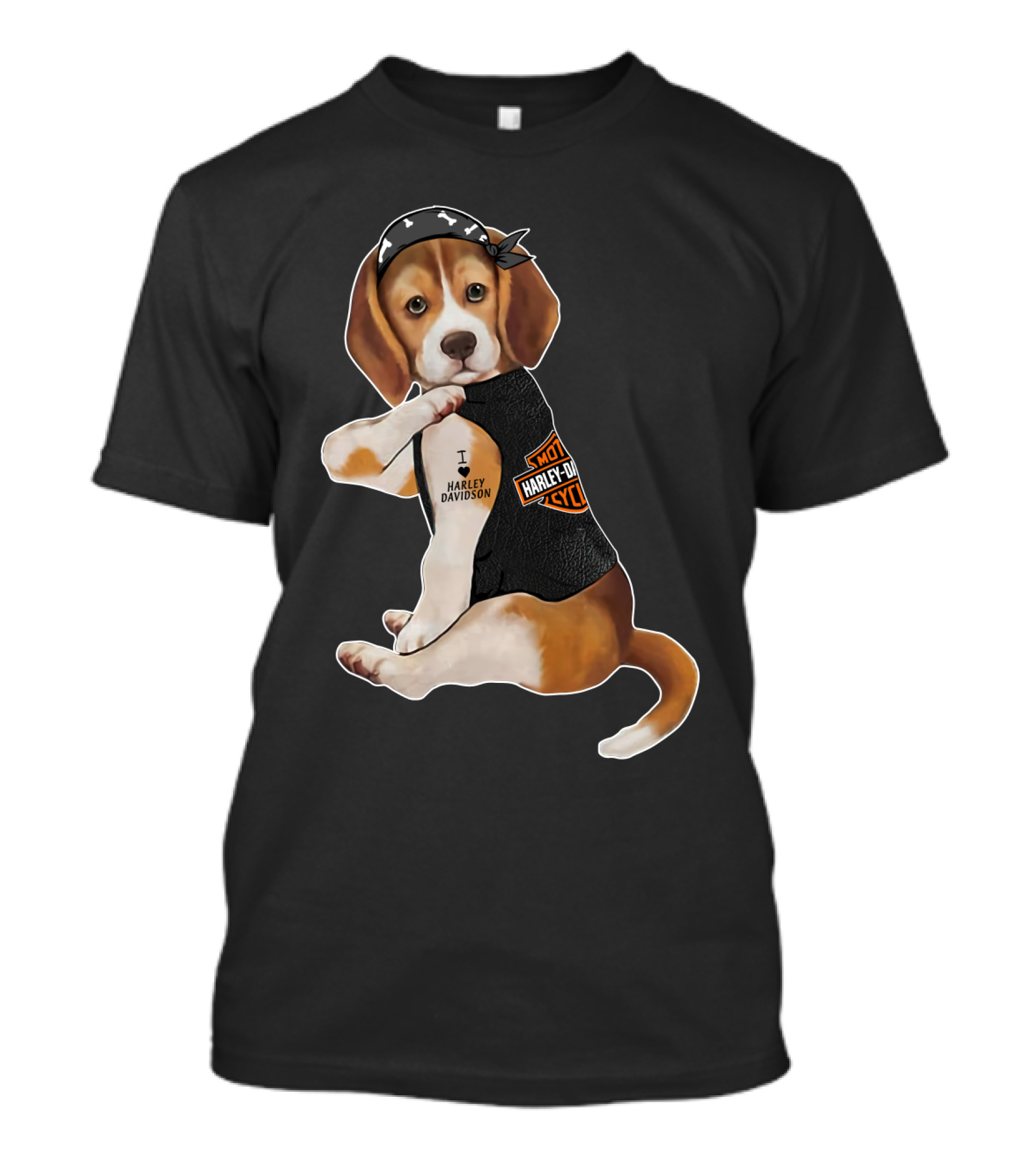 Harley Davidson Beagle I Love Harley Davidson T-Shirt