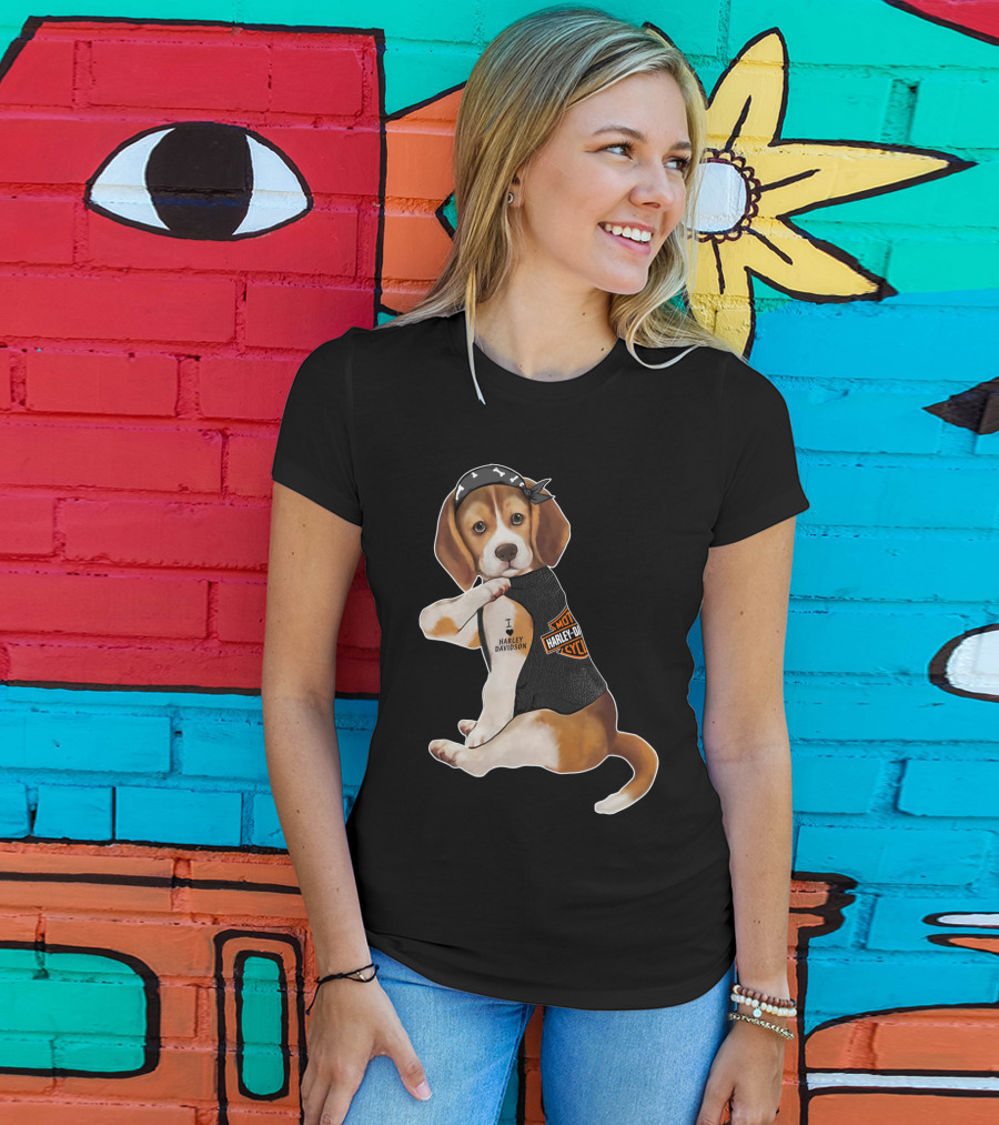 Harley Davidson Beagle I Love Harley Davidson T-Shirt