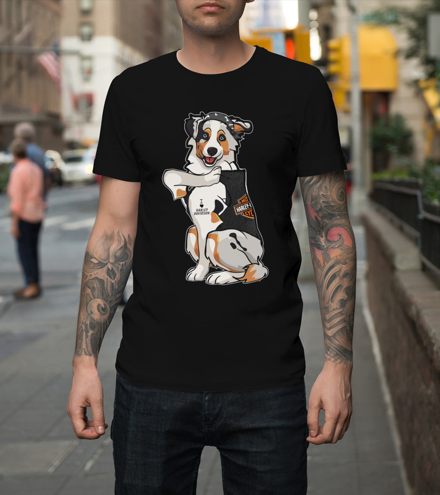 Australian Shepherd I Harley Davidson Motorcycle Fan T-Shirt
