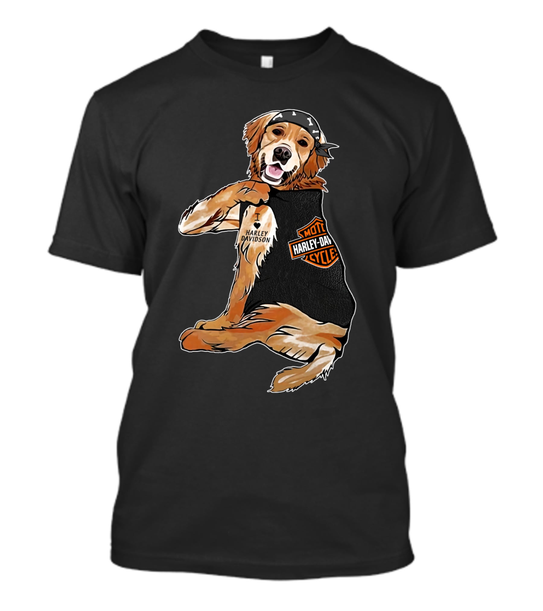 Harley Davidson Golden Retriever Motorcycle Pooch T-Shirt