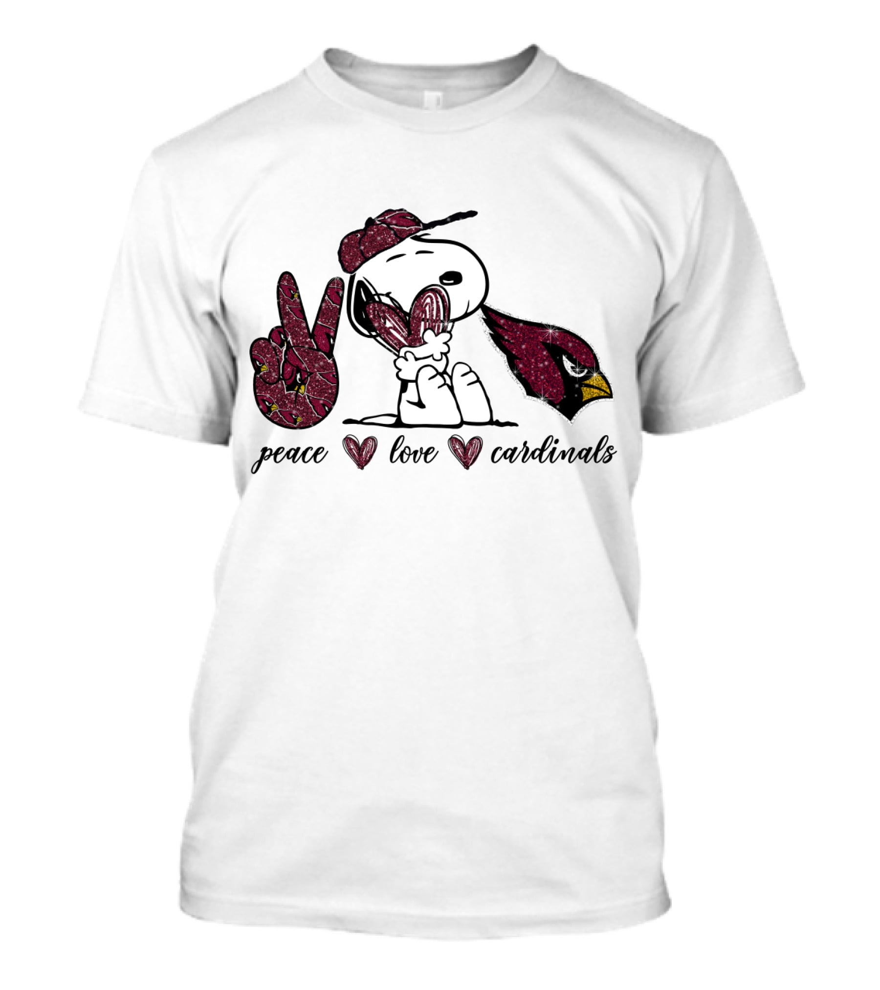 Peace Love Arizona Cardinals Snoopy Fan T-Shirt