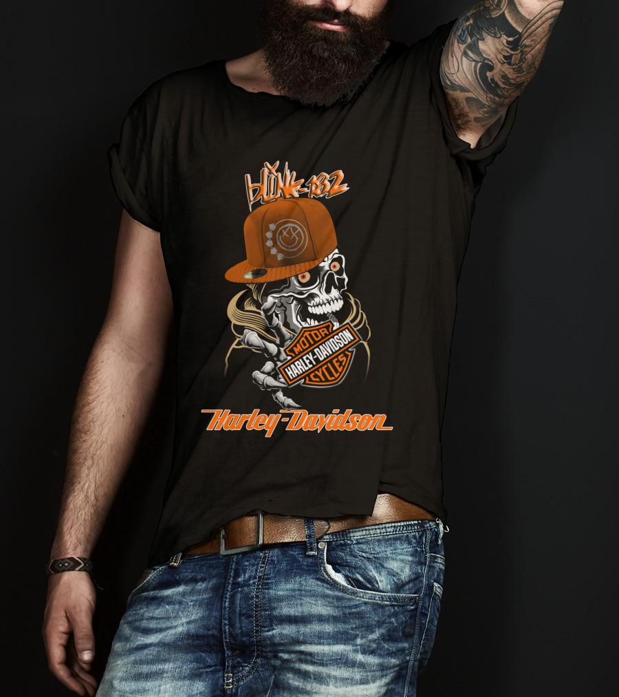 Blink 182 Harley Davidson Skull Motorcycles T-Shirt