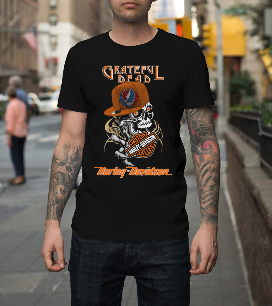 Grateful Dead Skull Harley Davidson Motorcycles T-Shirt