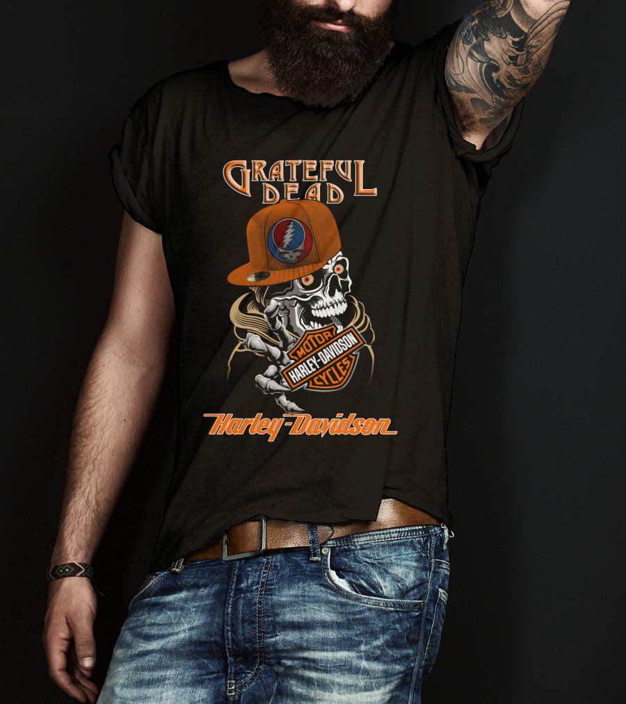 Grateful Dead Skull Harley Davidson Motorcycles T-Shirt
