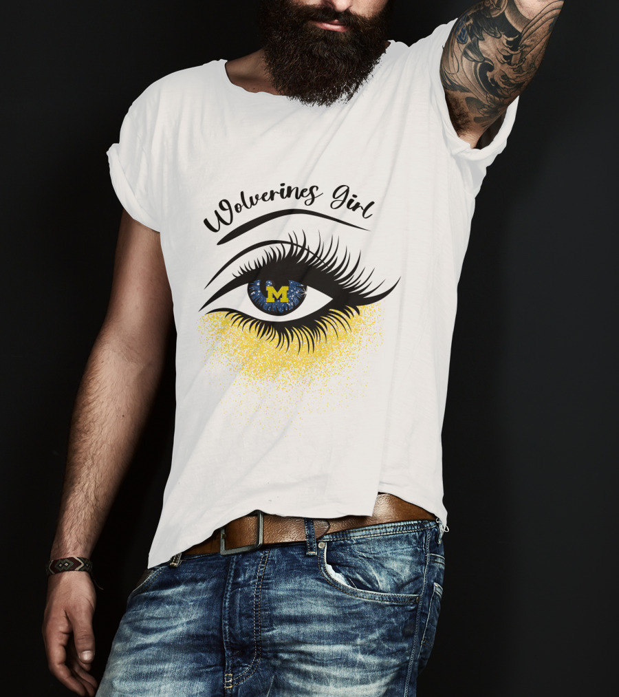 Wolverines Girl Michigan Eye With M Logo And Eyelashes T-Shirt