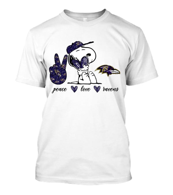 Peace Love Ravens Baltimore Snoopy T-Shirt