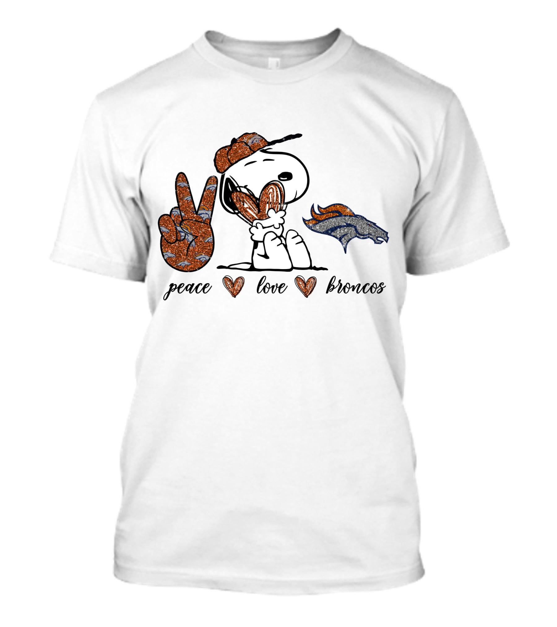 Peace Love Broncos Snoopy NFL Team Spirit T-Shirt