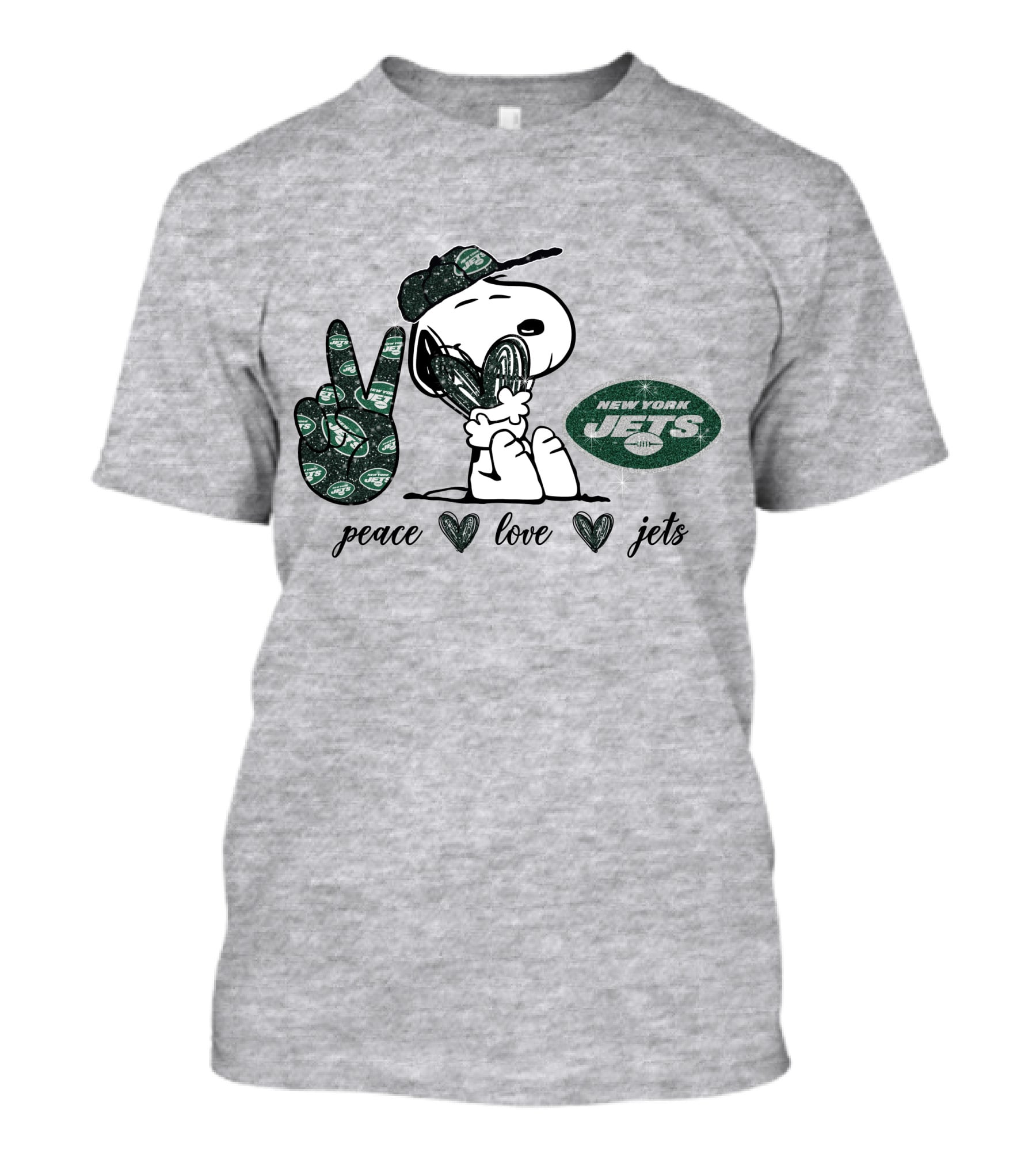 Peace Love New York Jets Snoopy Football Fan T-Shirt