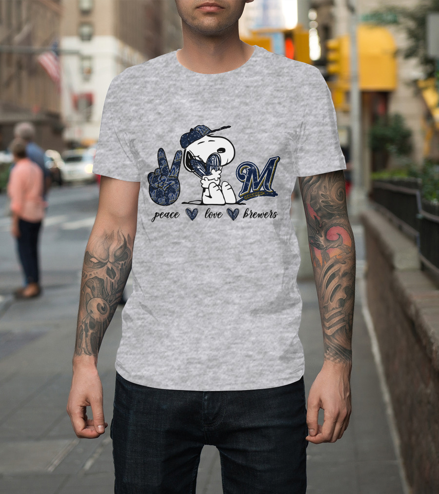 Peace Heart Love Milwaukee Brewers T-Shirt