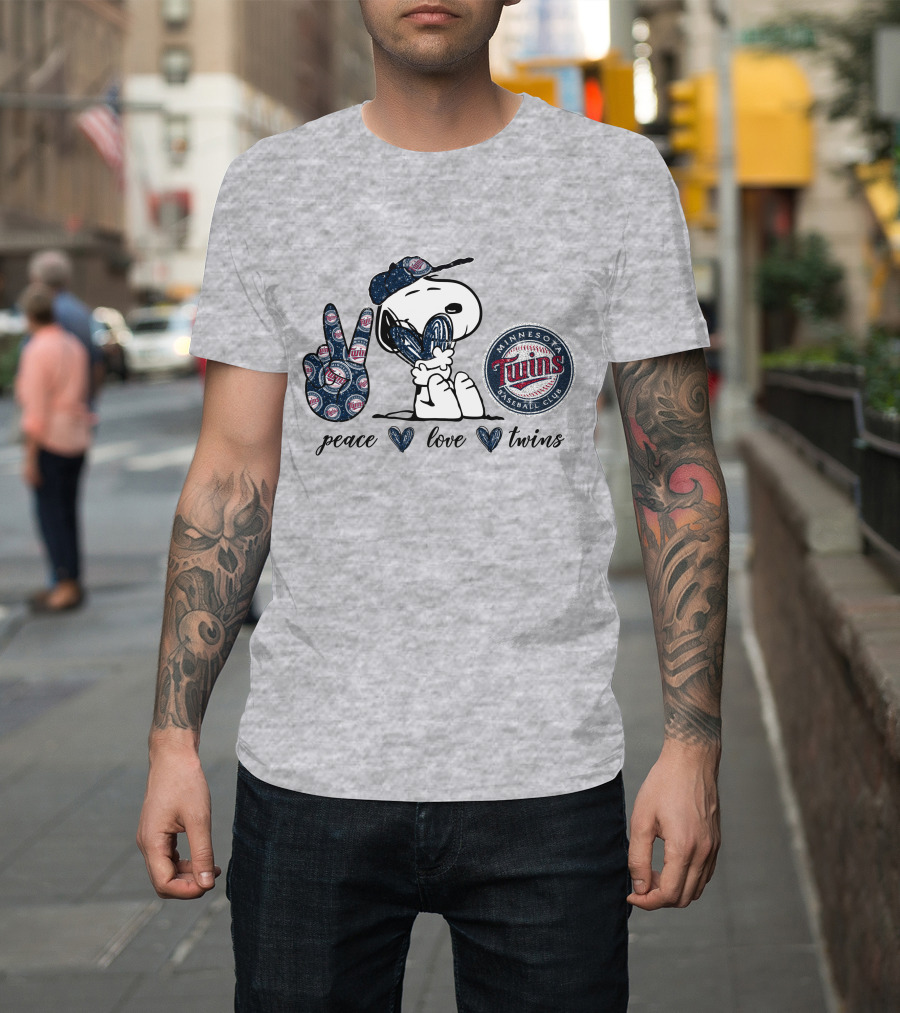 Peace Love Minnesota Twins Snoopy Baseball Club T-Shirt