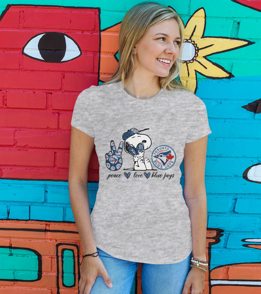 Peace Love Blue Jays Toronto Baseball Snoopy T-Shirt