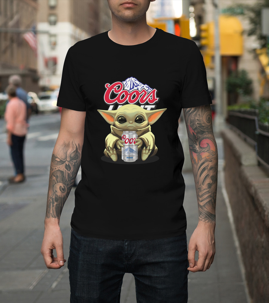 Coors Light Baby Yoda Character Holding Beer Can T-Shirt