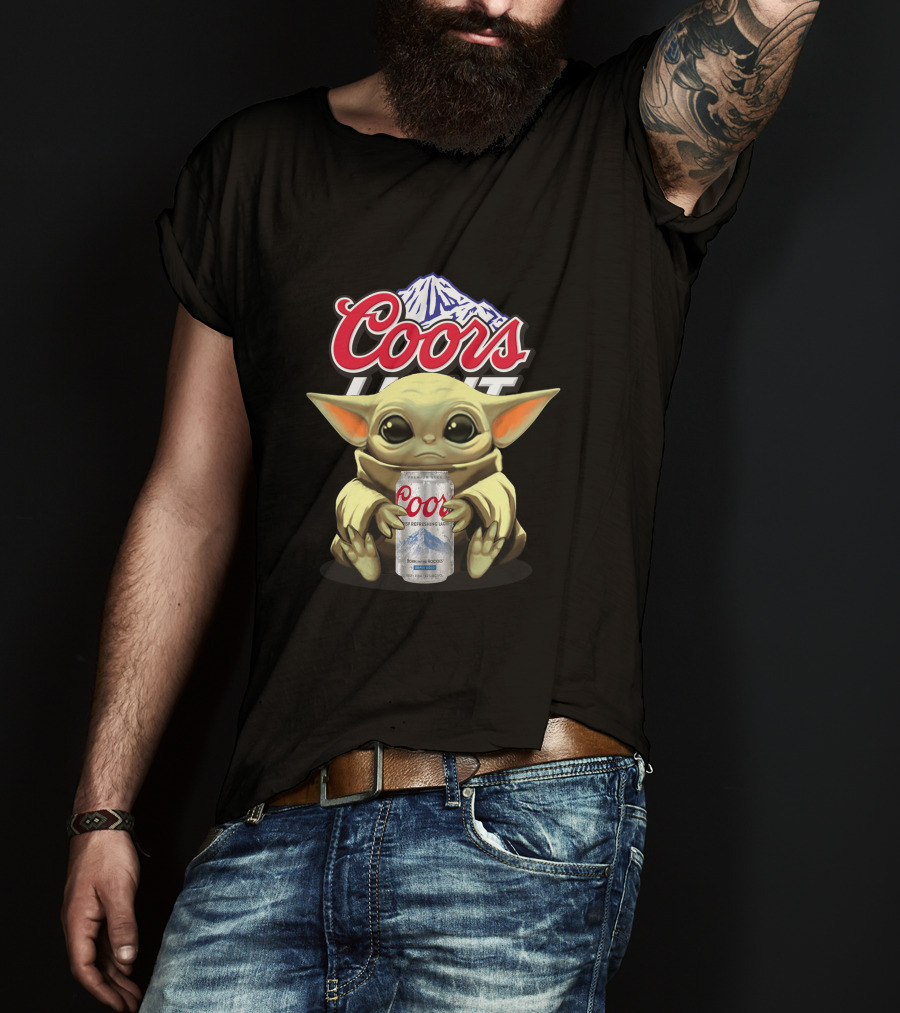 Coors Light Baby Yoda Character Holding Beer Can T-Shirt