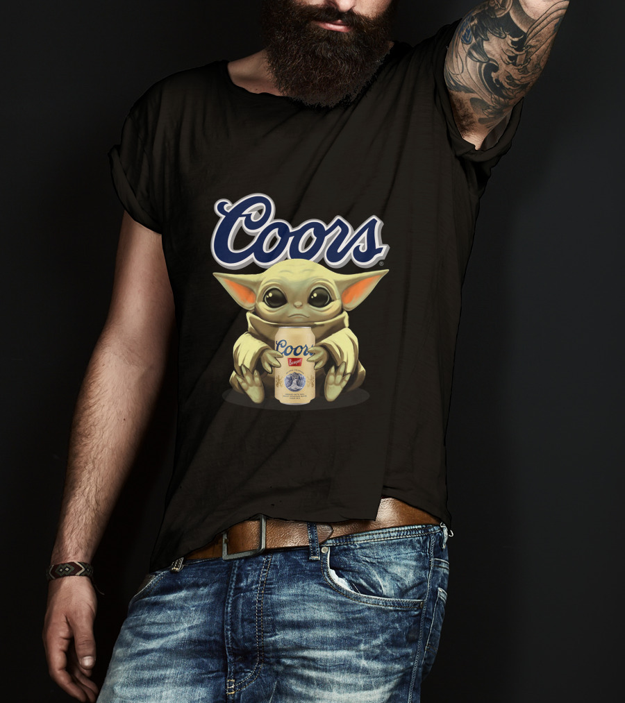Coors Baby Yoda Holding Coors Banquet Beer Can T-Shirt