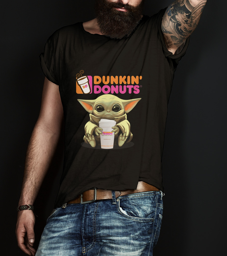 Dunkin Donuts Yoda Holding Coffee Cup T-Shirt