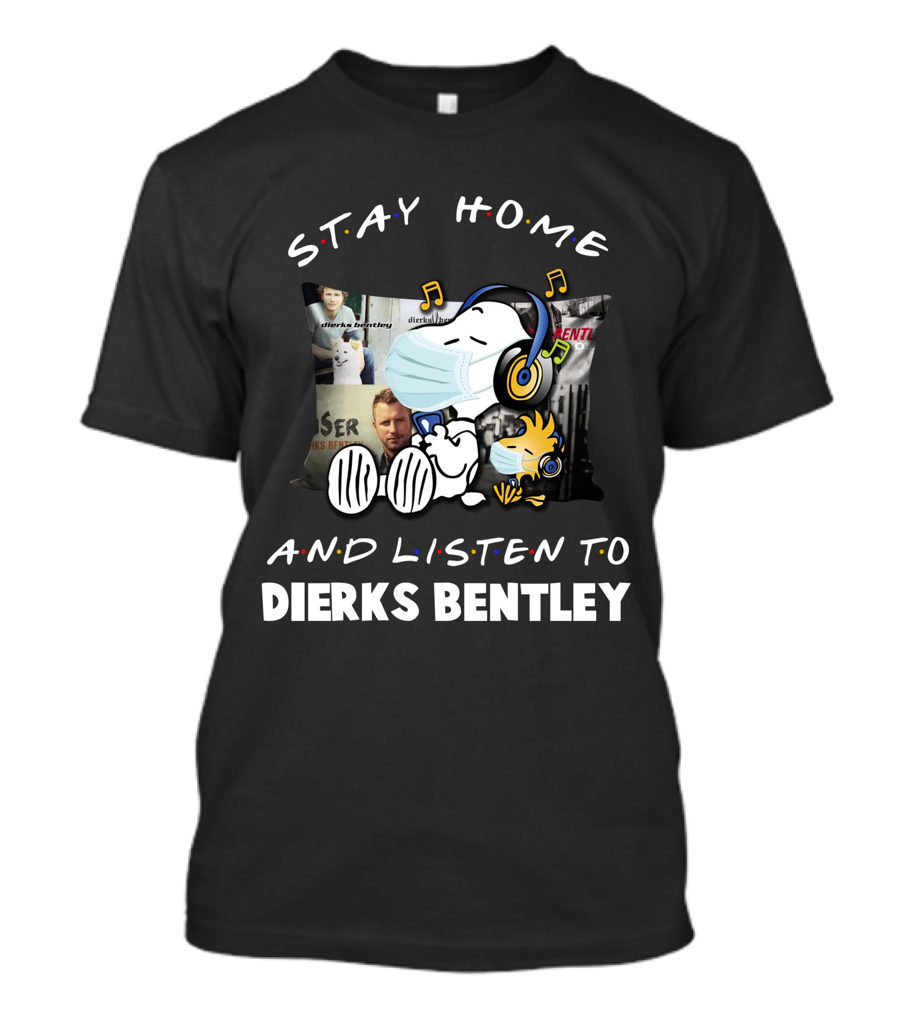 Stay Home And Listen To Dierks Bentley Snoopy Music Pillow T-Shirt