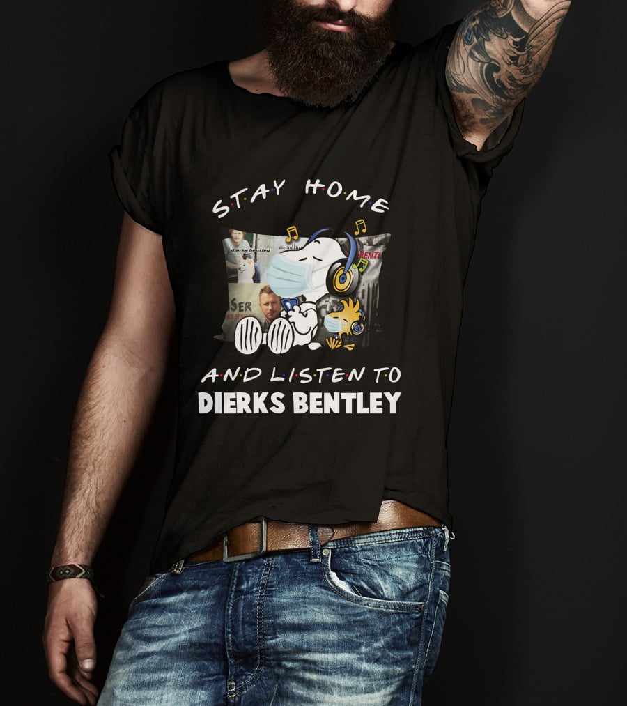 Stay Home And Listen To Dierks Bentley Snoopy Music Pillow T-Shirt