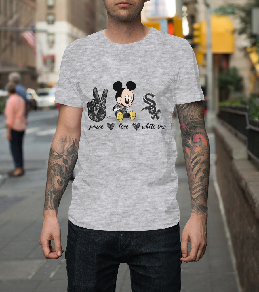 Peace Love Mickey Mouse Chicago White Sox T-Shirt