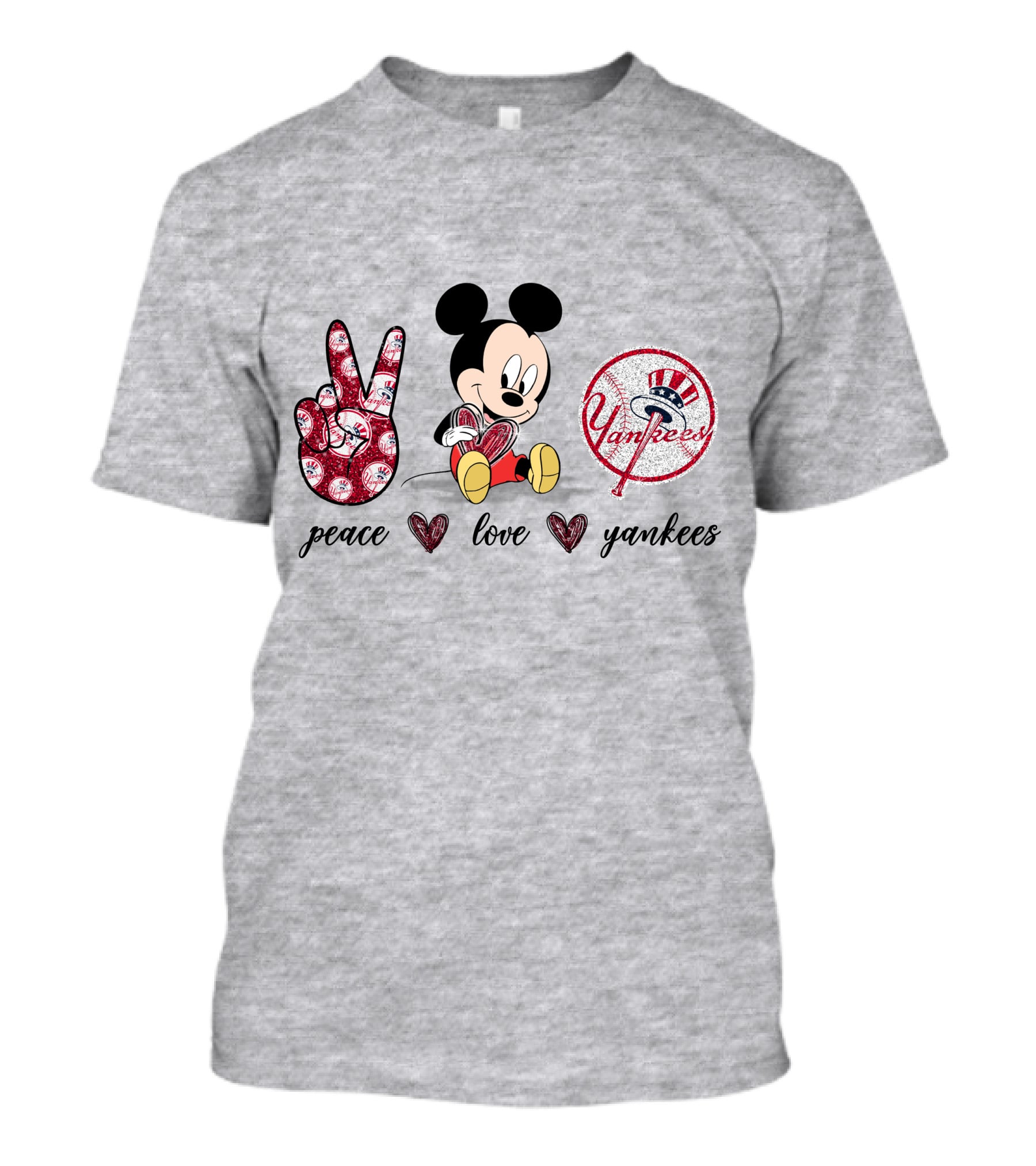 Peace Love Yankees Mickey Mouse T-Shirt