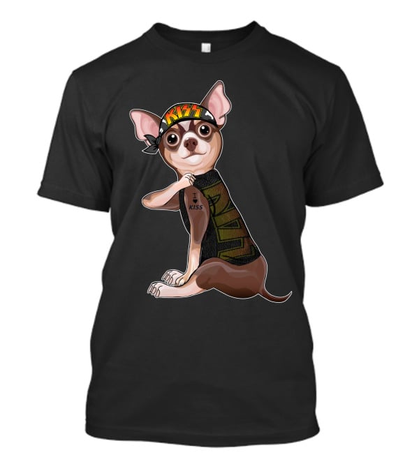 Chihuahua Love I Kiss Bandana Tat Sleeve T-Shirt
