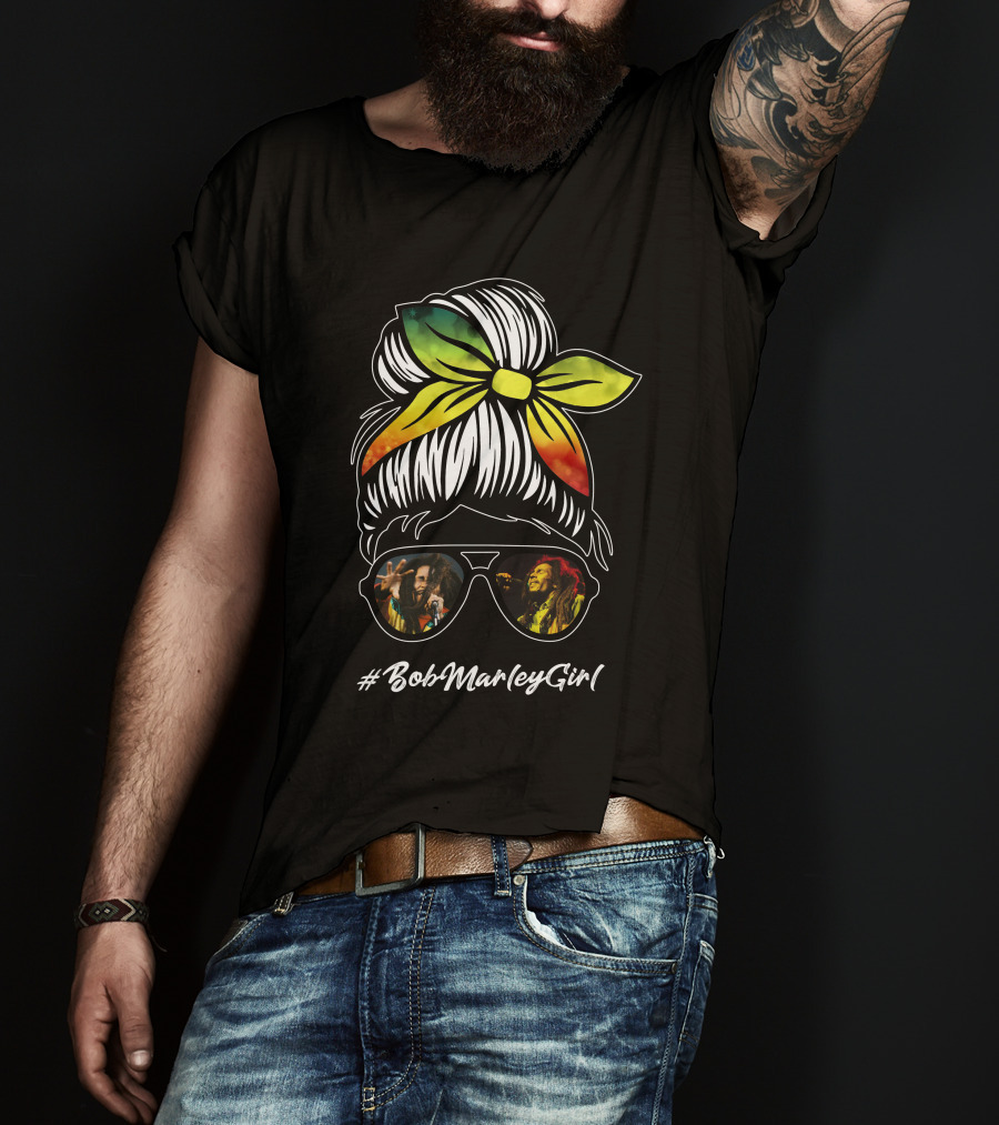 BobMarleyGirl Rasta Shades And Bandana T-Shirt