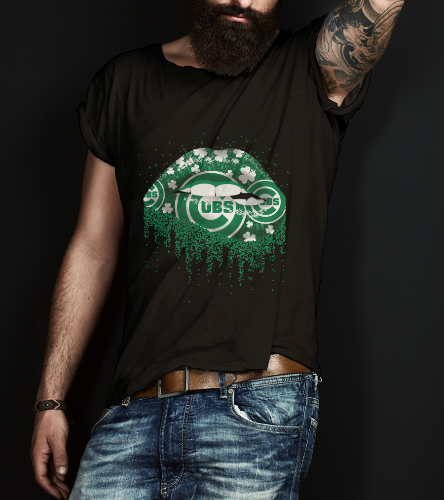Chicago Cubs Shamrock Lips Green St. Patrick's Day T-Shirt